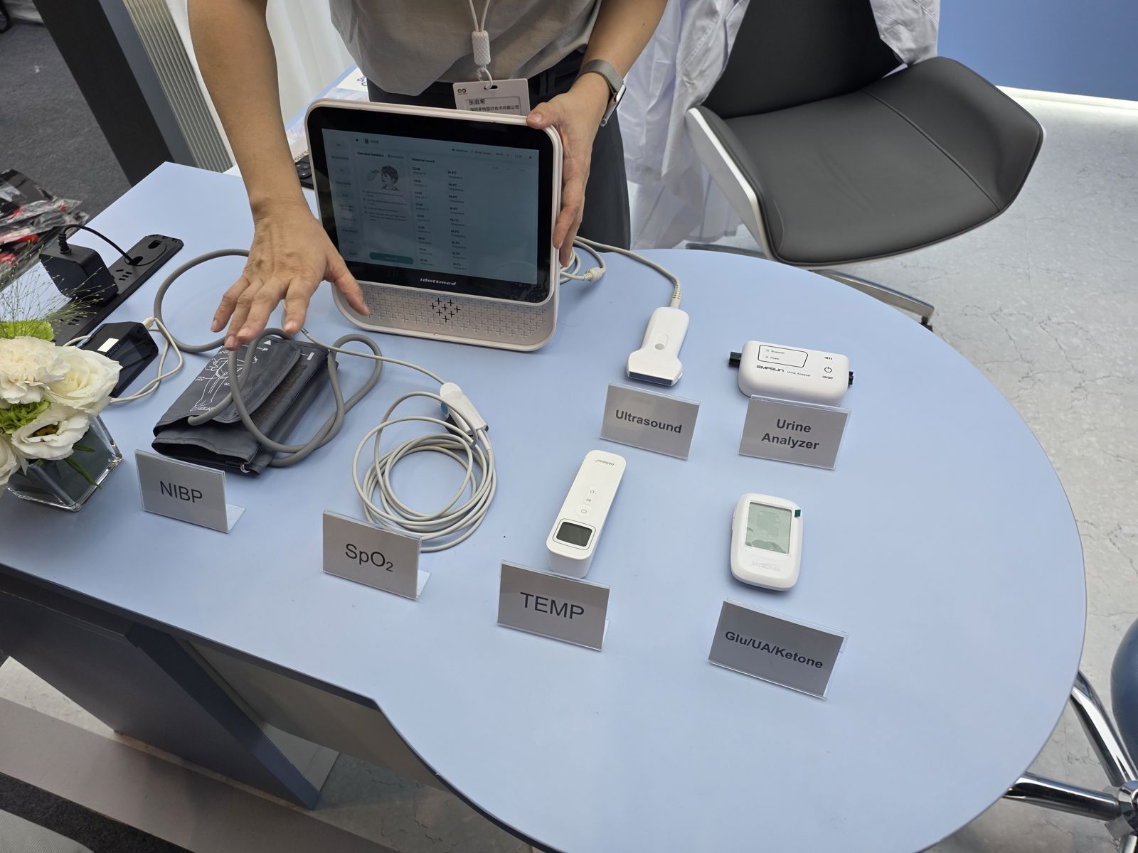 医療IoT機器一式。NIBP、SpO2、TEMP、Ultrasound、Urine Analyzer、Glu/UA/Ketone